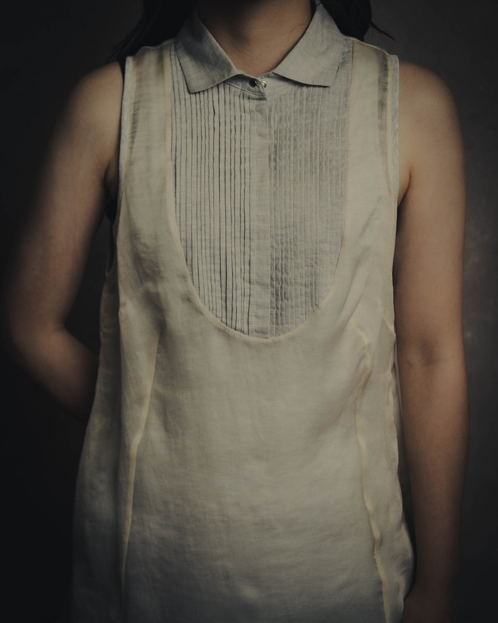 -SPECIAL- “Brunello Cucinelli” 00’s-10’s Sheer layered sleeveless tunic dress
