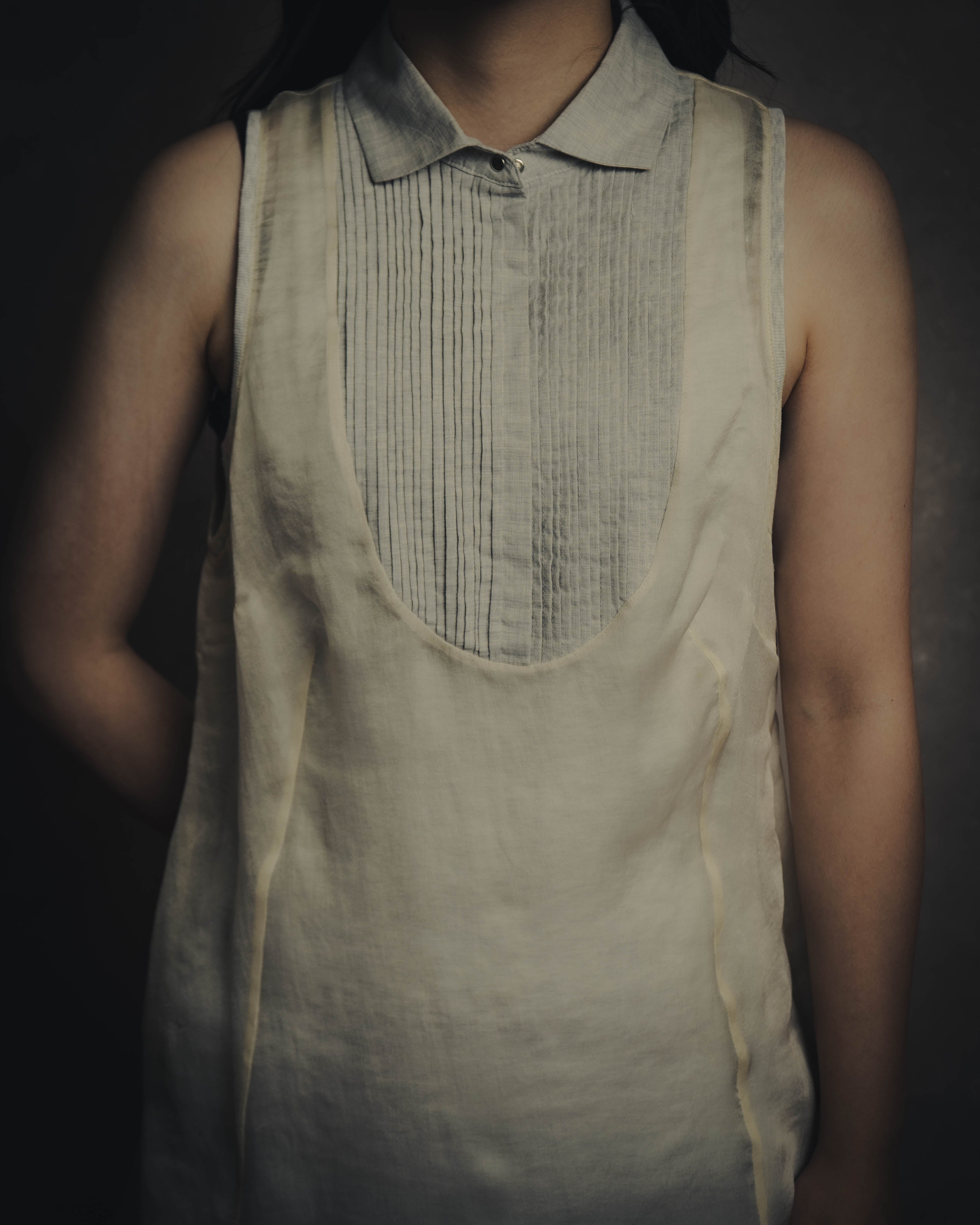 -SPECIAL- “Brunello Cucinelli” 00’s-10’s Sheer layered sleeveless tunic dress