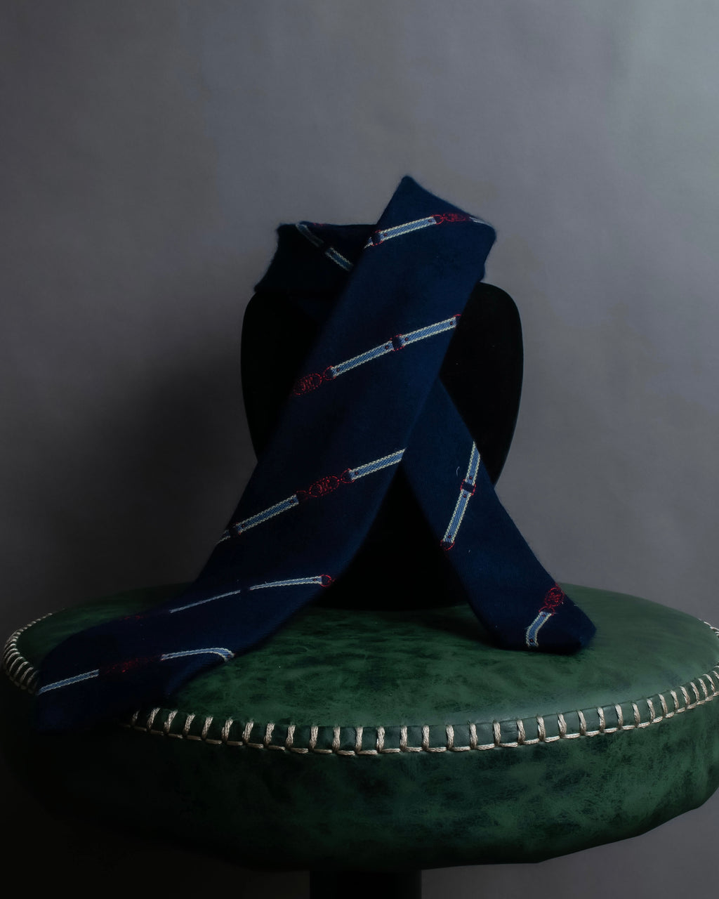 "CELINE" Chain stripe pattern silk necktie