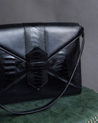 "YVES SAINT LAURENT" Crocodile embossed combination design leather bag