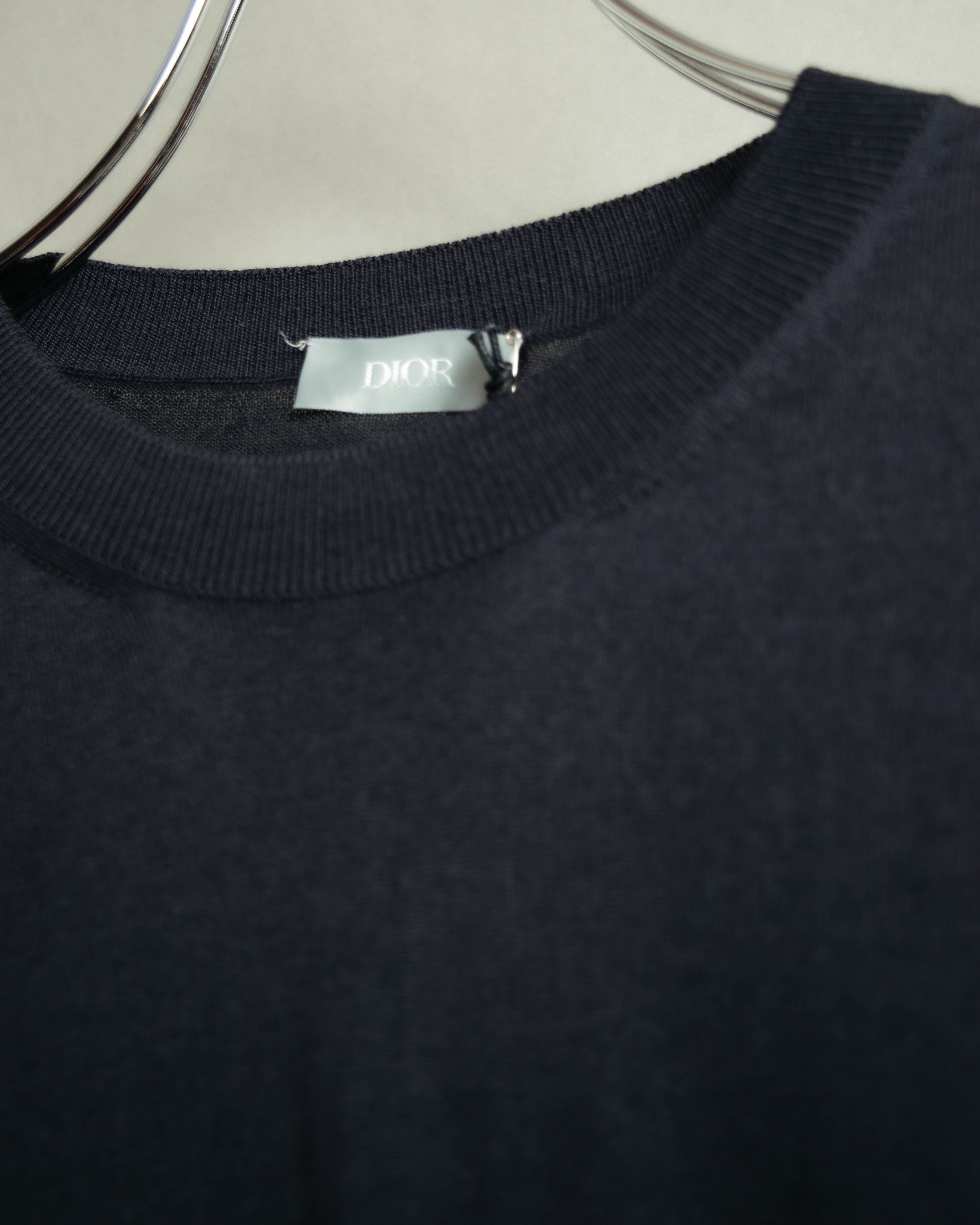 "DIOR" 2010's Minimal bee embroidered wool crewneck sweater