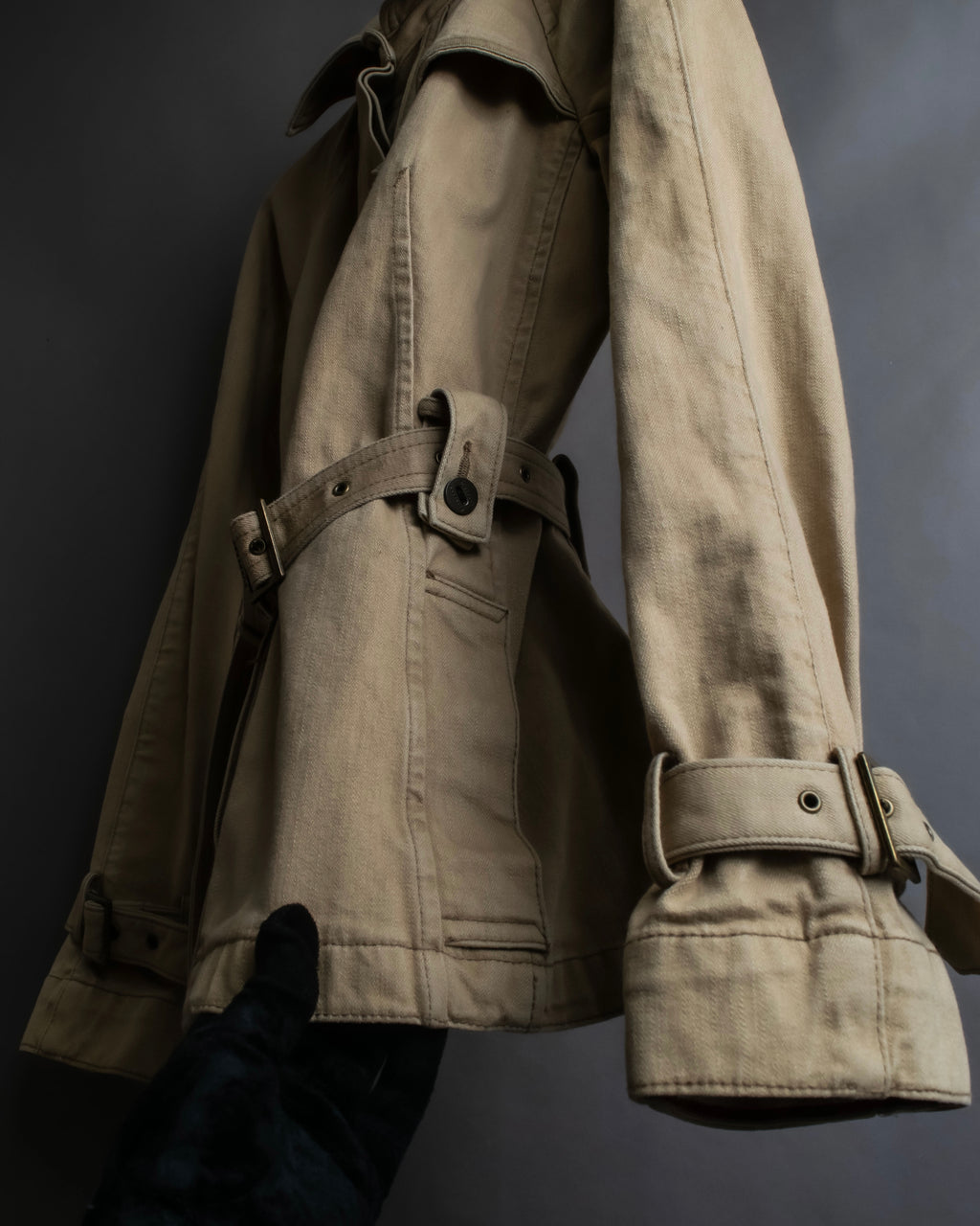"BURBERRY" Selvedge denim trench detail jacket