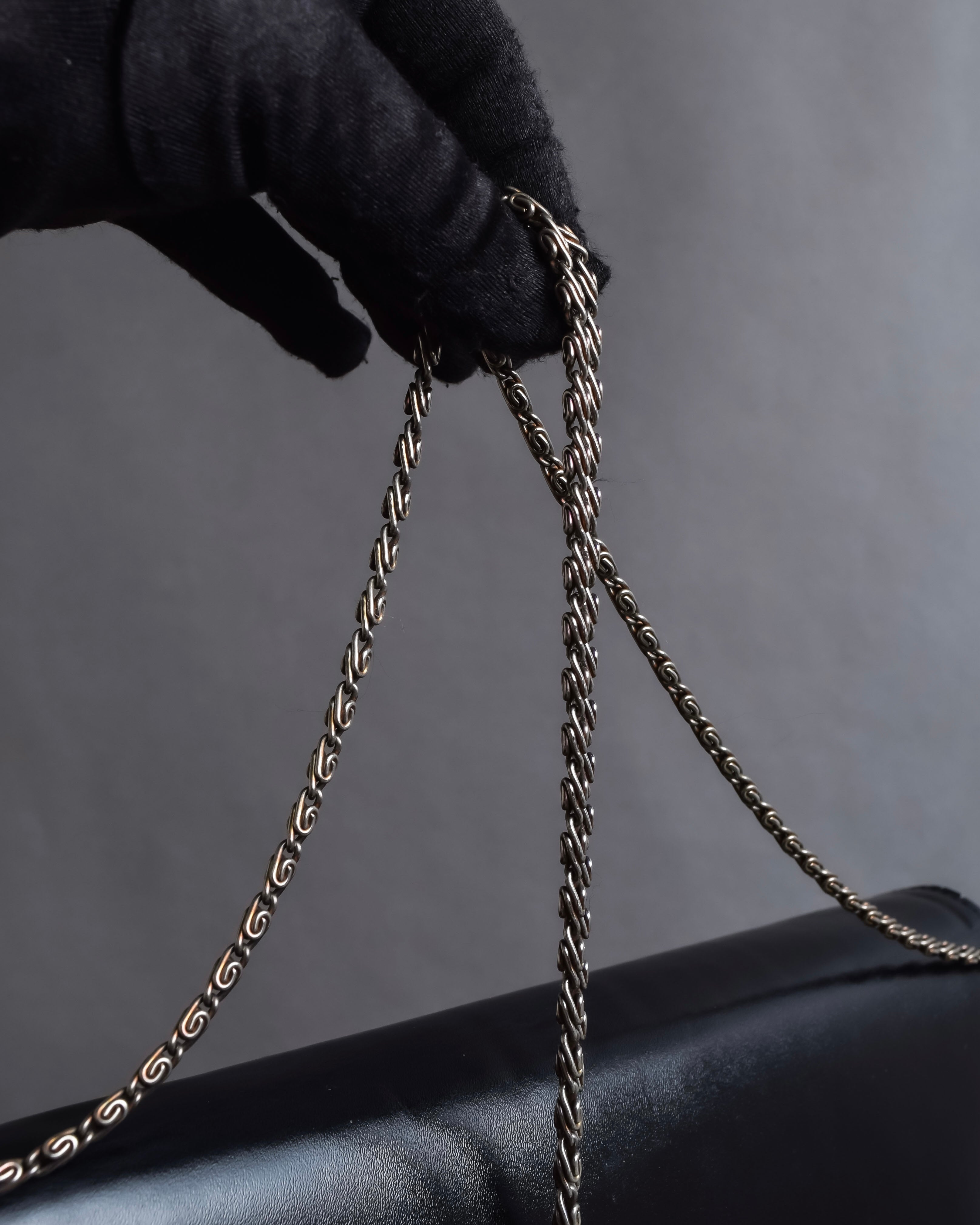 "Cartier" Logo engraved horizontal chain shoulder leather bag