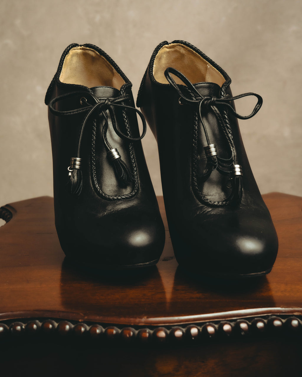 -SPECIAL- “Christian Dior” 00’s Ornate metal heel lace-up ankle boots
