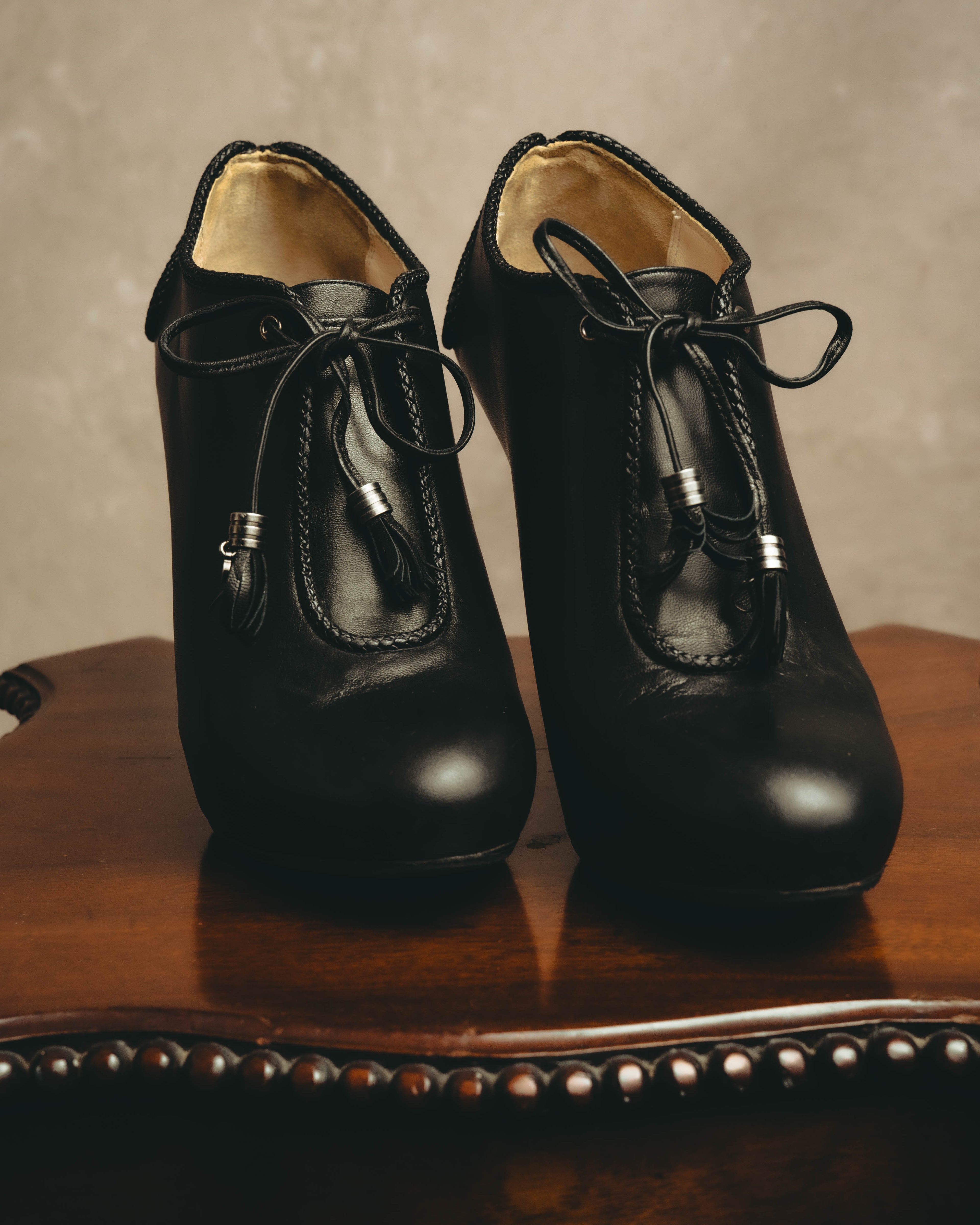 -SPECIAL- “Christian Dior” 00’s Ornate metal heel lace-up ankle boots