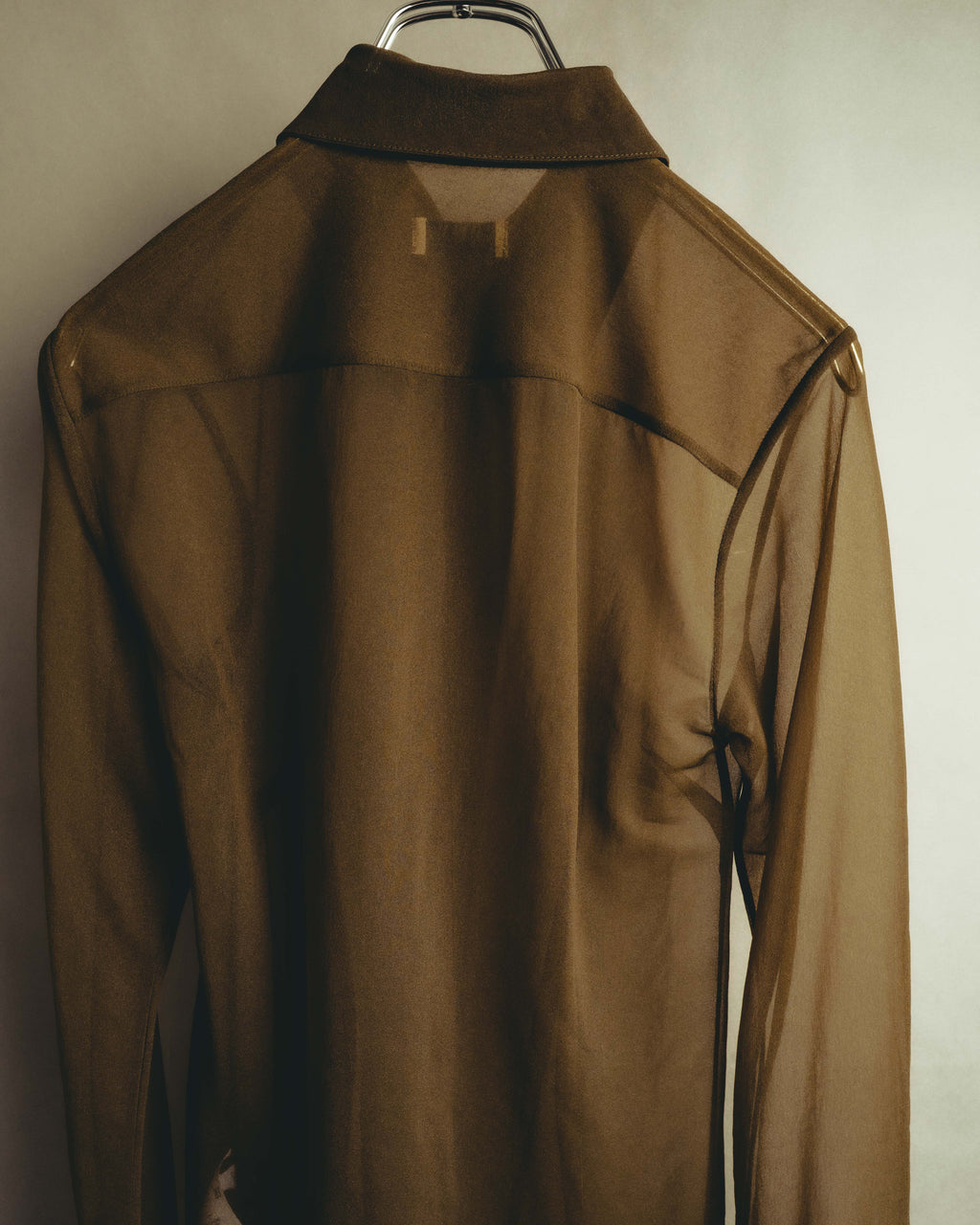 -SPECIAL- “Dries Van Noten” 20’s Sheer brown tailored long sleeve shirt