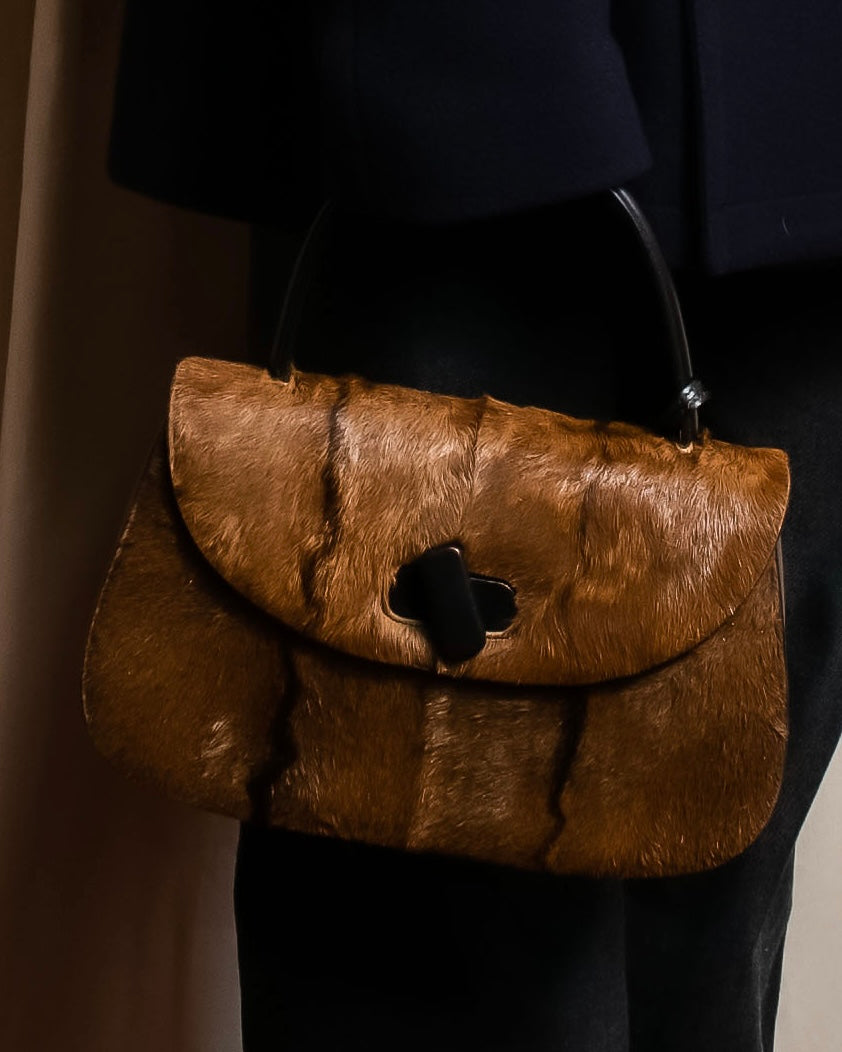 "GUCCI"「1947」 pony leather combination bamboo hand bag