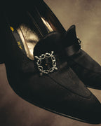 "PATRICK COX" 90's-00's Satin buckle heeled loafer pumps