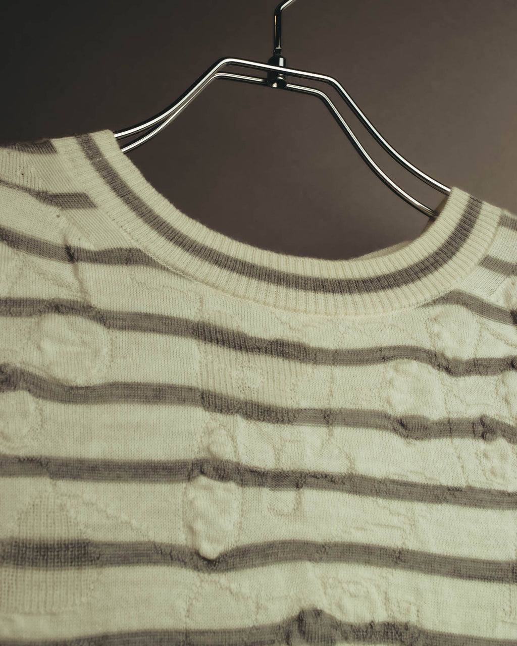 "tao COMME des GARÇONS" 10's Textured striped wool knit cardigan