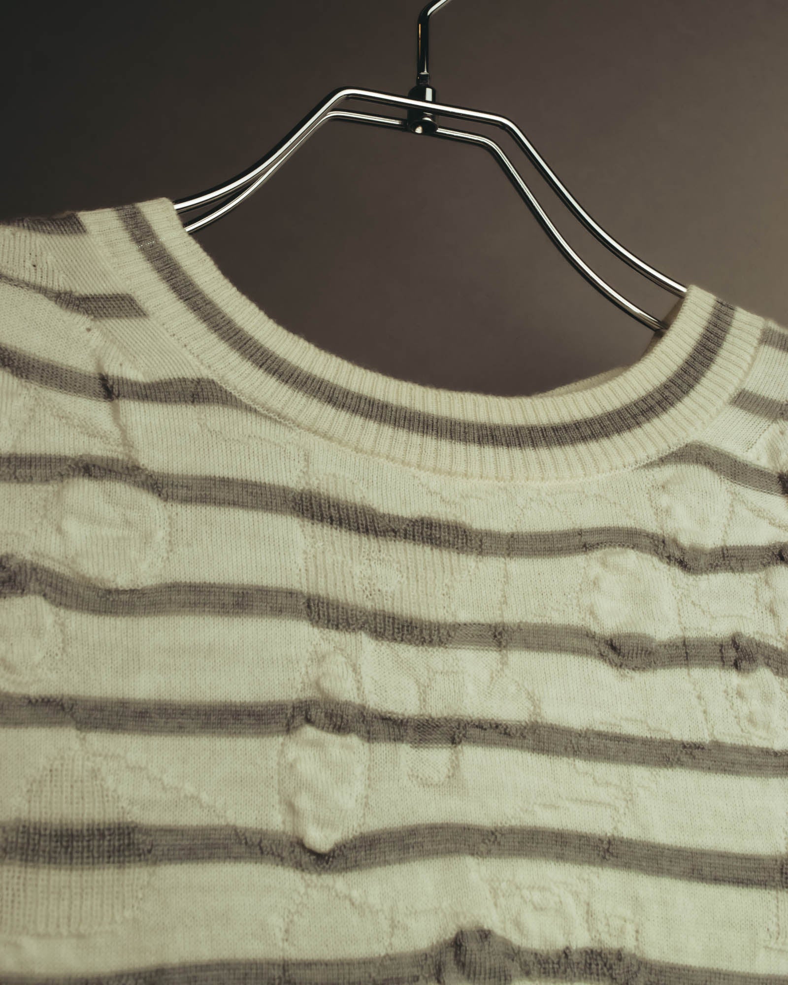 "tao COMME des GARÇONS" 10's Textured striped wool knit cardigan