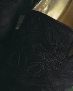 "LOEWE" 80's-00's Black suede loafer pumps