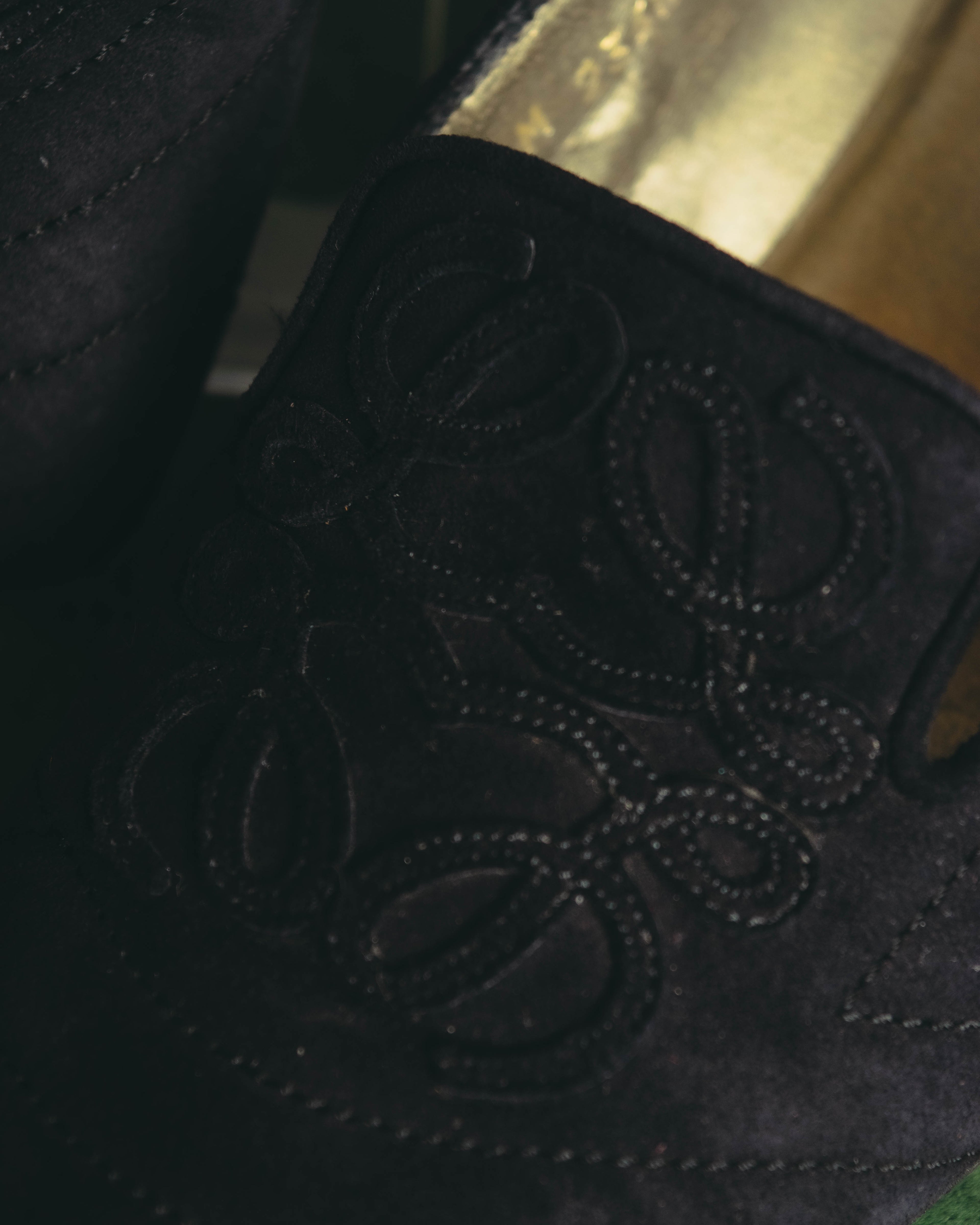"LOEWE" 80's-00's Black suede loafer pumps