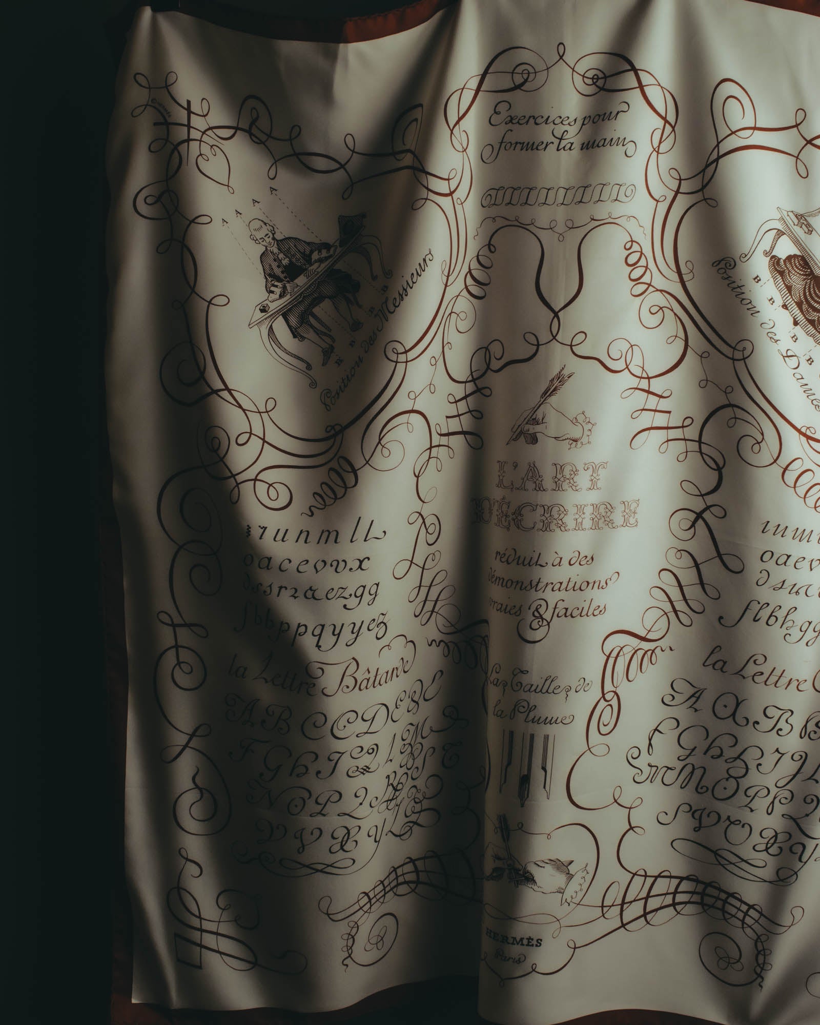 "Hermès" 90's Calligraphy print silk scarf