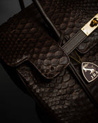 "Vintage turnlock design python leather bag"