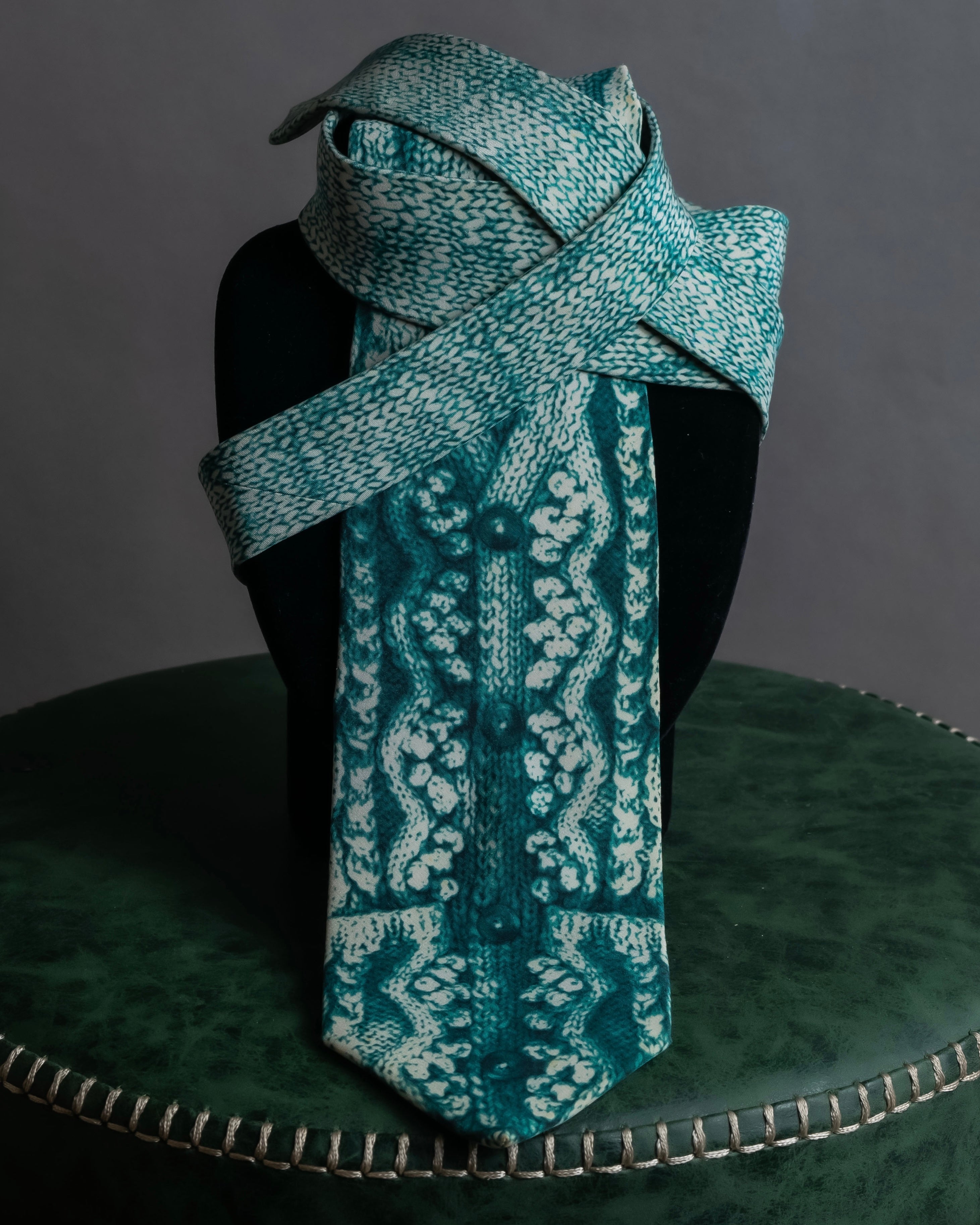 "JEAN PAUL GAULTIER" Trompe l'oeil design silk neck tie