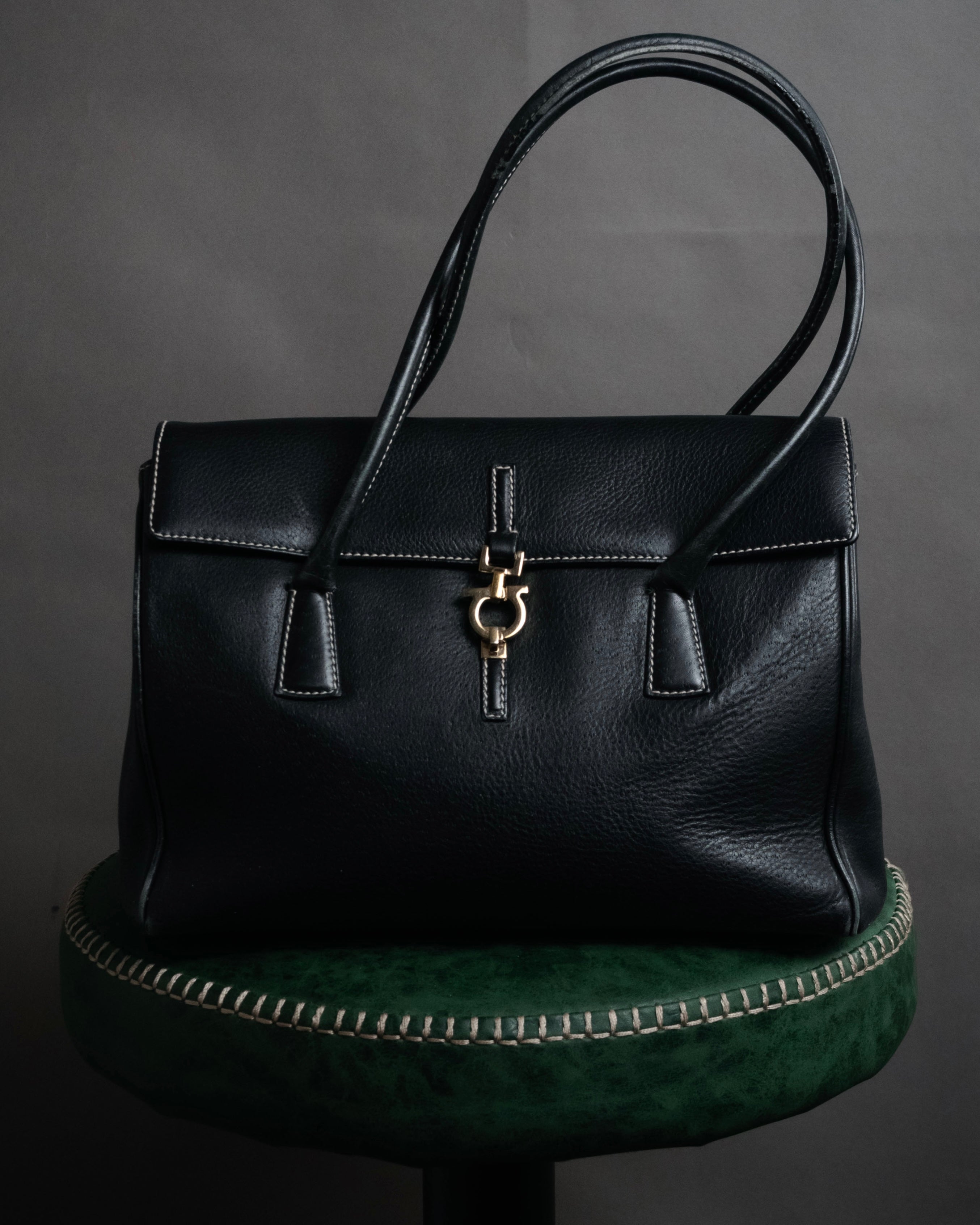 “Salvatore Ferragamo” 90's–00's Gancini leather handbag