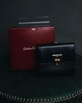 "Salvatore Ferragamo" 90’s Gancini clasp kiss lock tri fold wallet