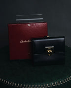 "Salvatore Ferragamo" 90’s Gancini clasp kiss lock tri fold wallet