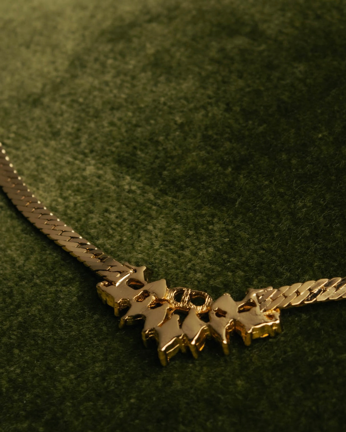 "Christian Dior" 80's-90's Rhinestone logo necklace