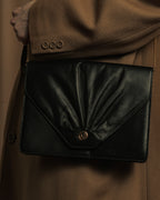 "Christian Dior" 70's-80's Radial drape design gold chain leather shoulder bag