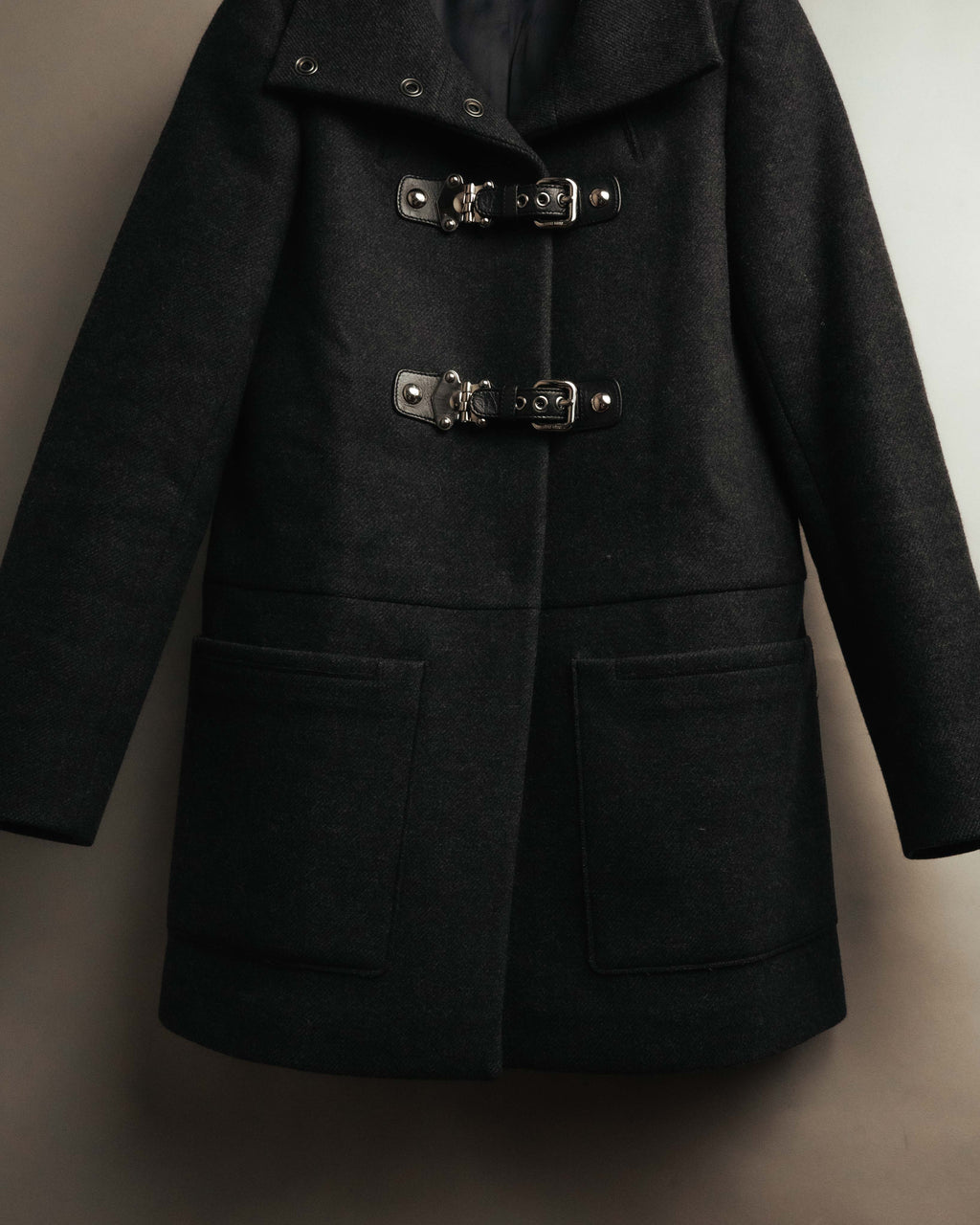 “miu miu” 00’s-10’s Wool angora leather buckle coat