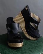 "Jimmy Choo" Leather combination wedge sole heel sandals