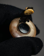 "HERMES" 90’s horn motif buffalo horn clip earrings