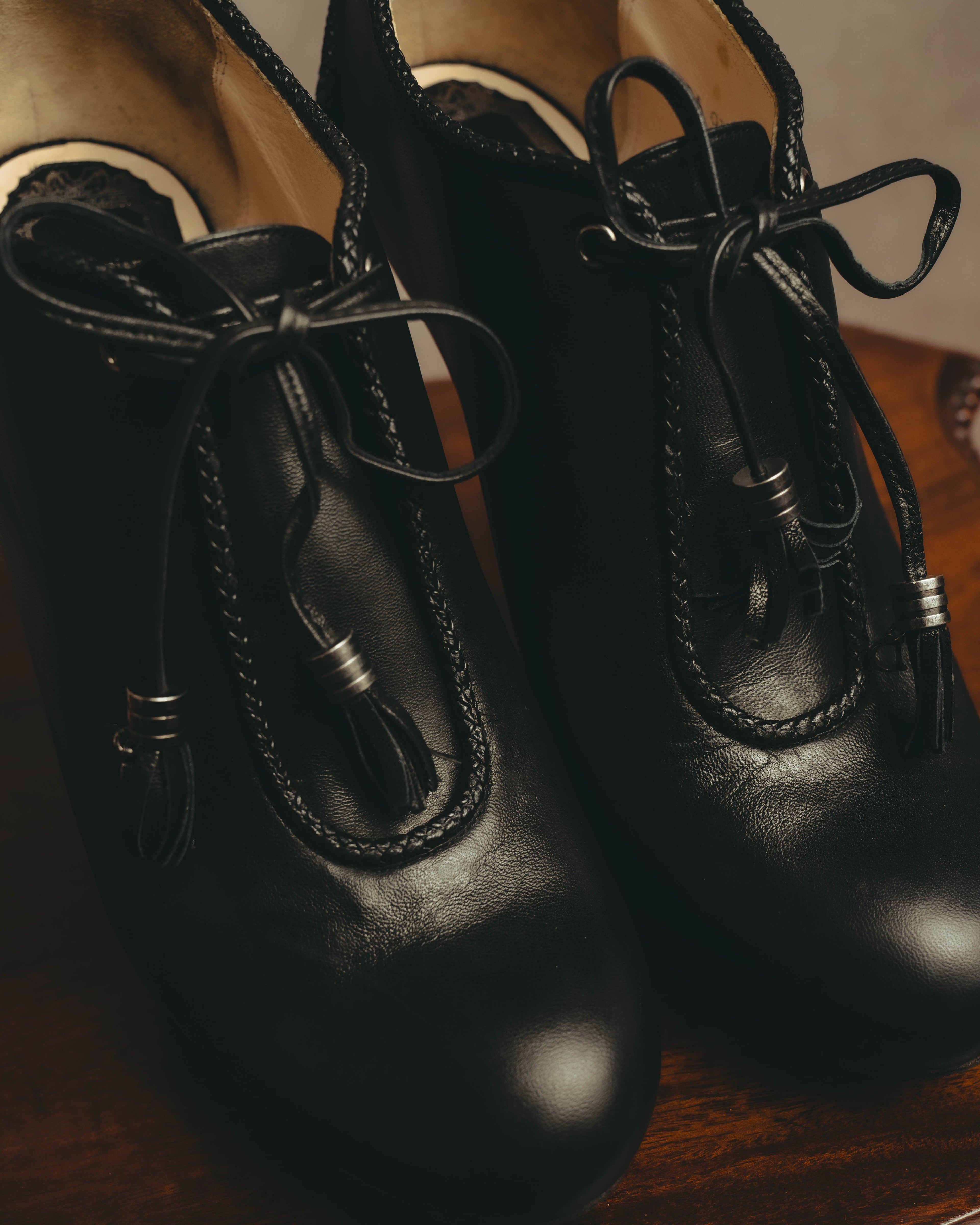 -SPECIAL- “Christian Dior” 00’s Ornate metal heel lace-up ankle boots