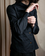 "Vivienne Westwood RED LABEL"
 Draped neck design black cotton shirt