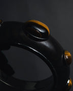 "Bottega Veneta" 2006-2012 ebony and sterling silver tiger eye bangle