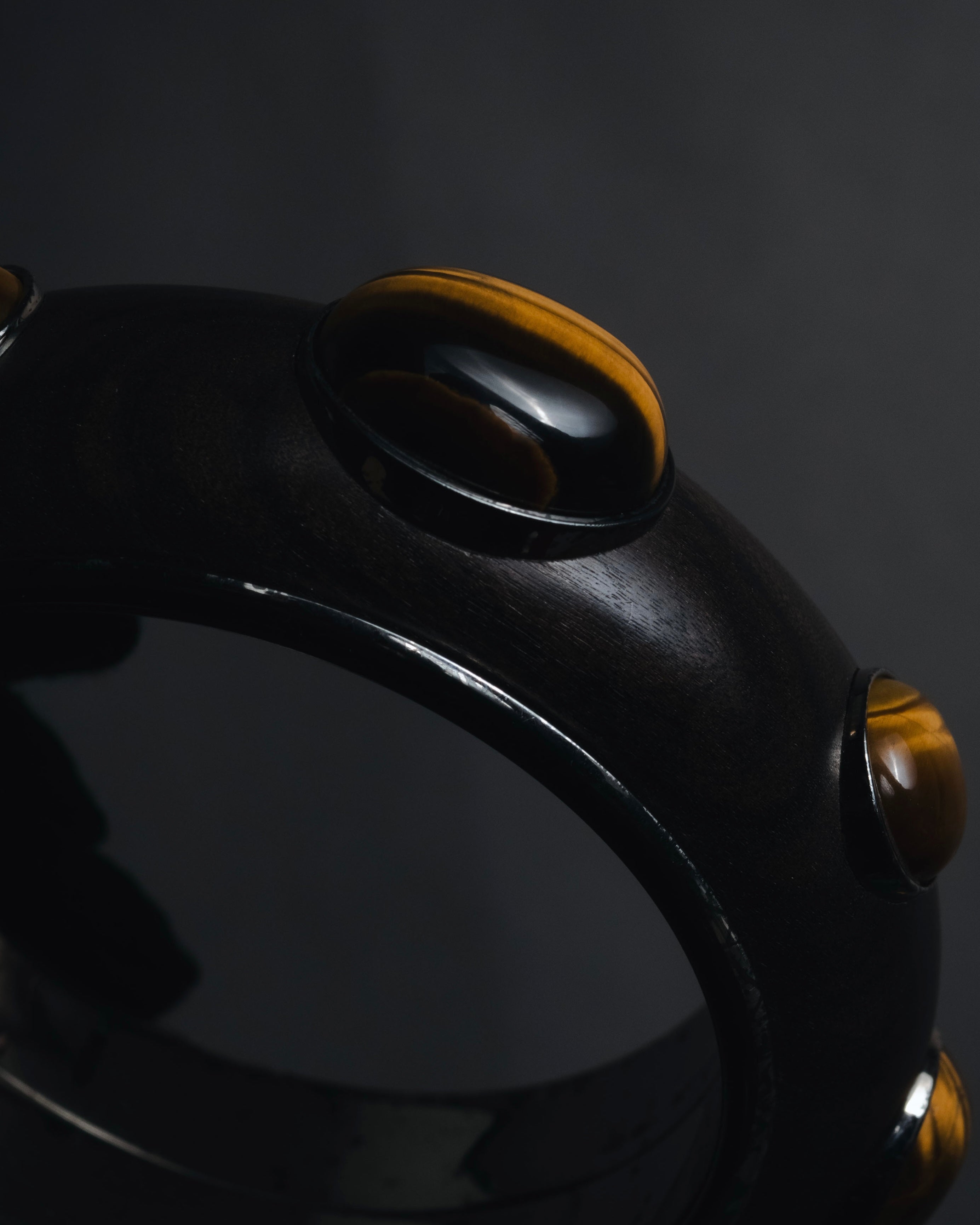 "Bottega Veneta" 2006-2012 ebony and sterling silver tiger eye bangle