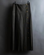 "CHANEL" Side button design pleated flared skirt