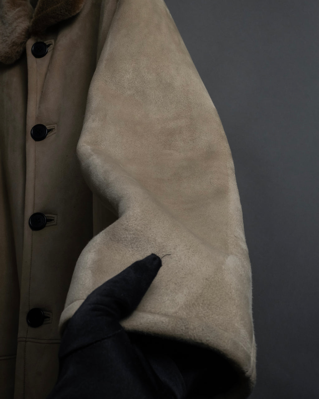 -SPECIAL- "LOEWE" 90's-10's Fur collar cordero lambskin long coat