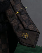 "LOUIS VUITTON" Damier check silk jacquard neck tie