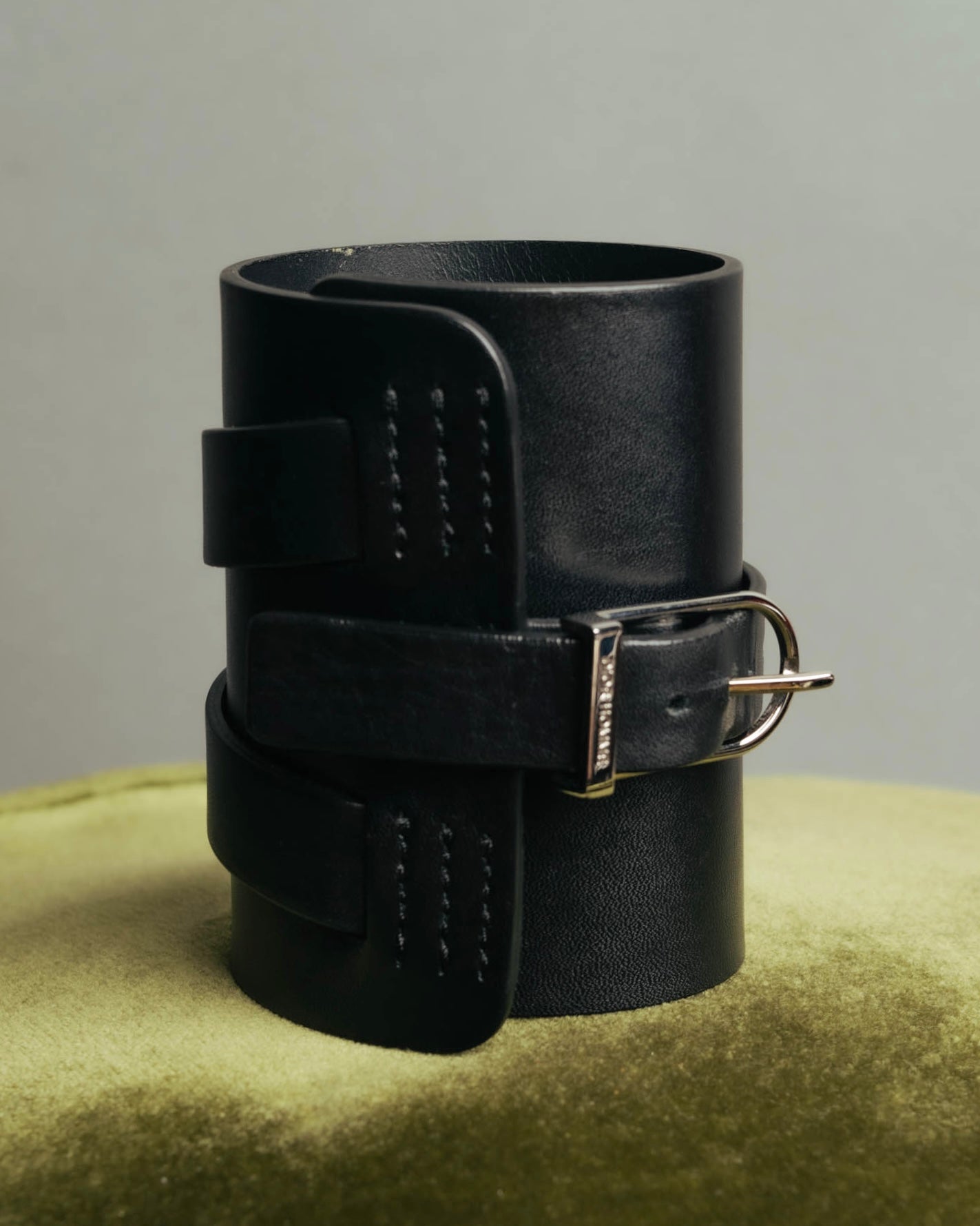 "DIOR HOMME" 00's-10's Black leather wrist cuff