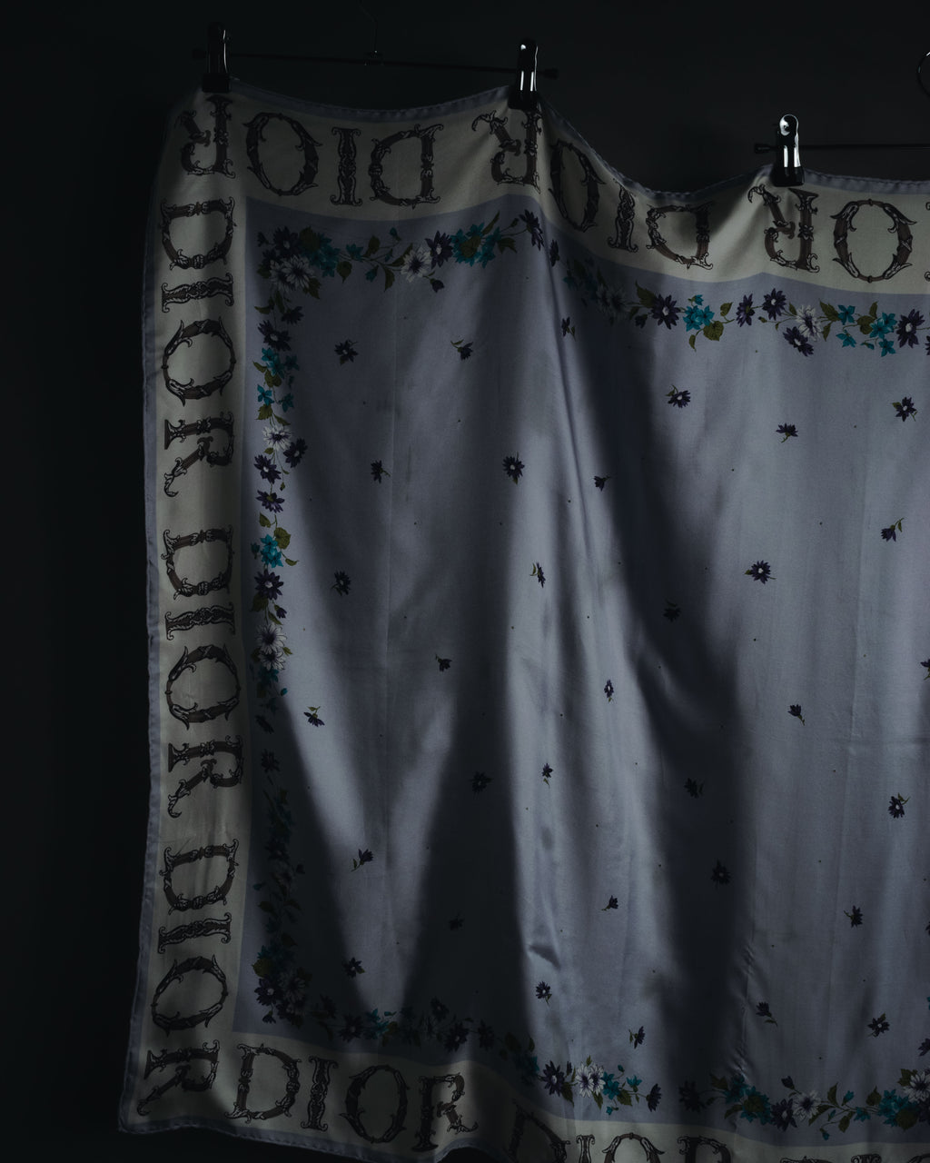 "Christian Dior" 80’s-90’s botanical dior typography silk scarf