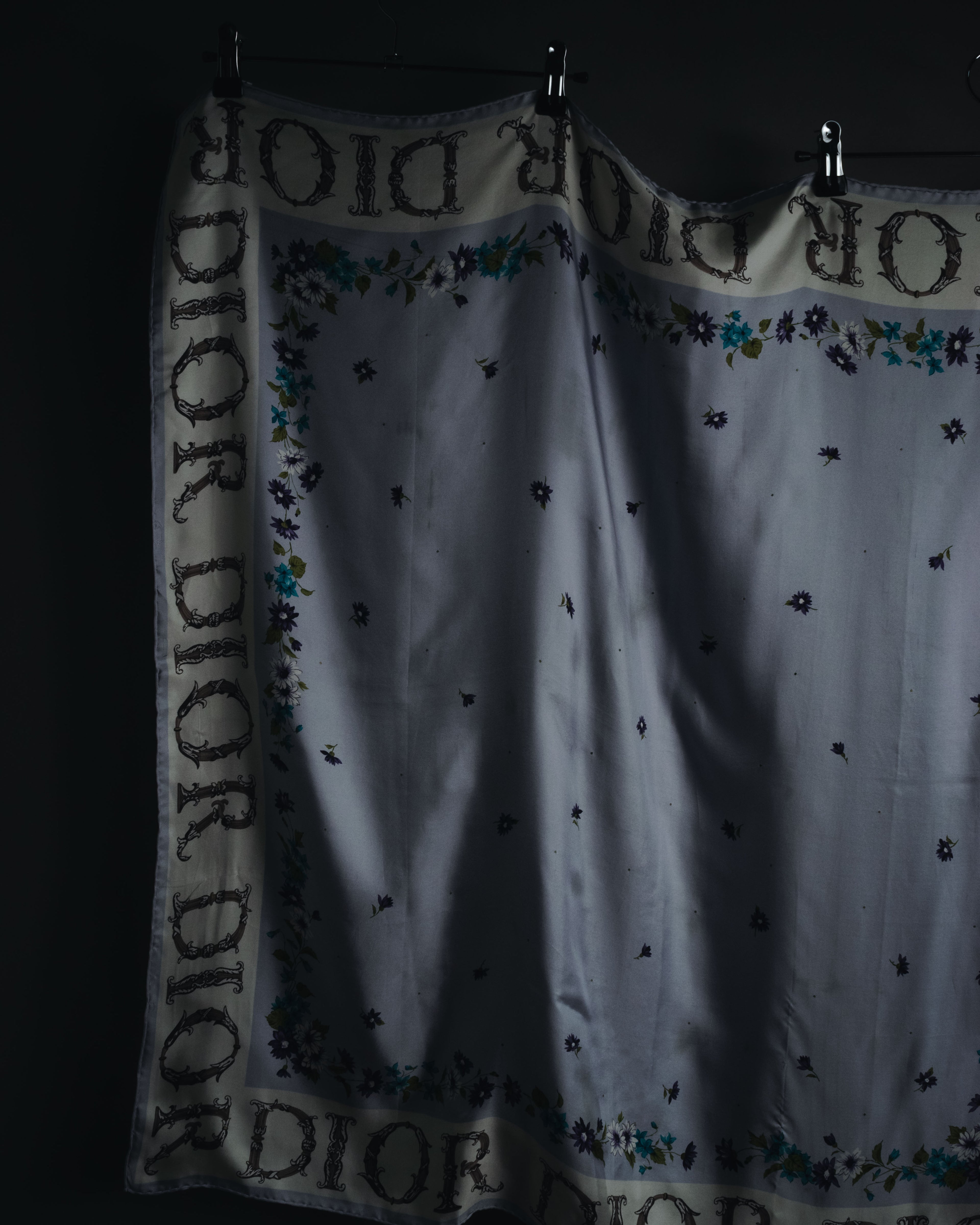 "Christian Dior" 80’s-90’s botanical dior typography silk scarf