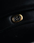 "GUCCI" 70’s-80’s Crest logo leather shoulder bag