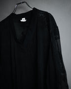 –SPECIAL– "HERMES" 00’s Sheer botanical lace cotton pullover