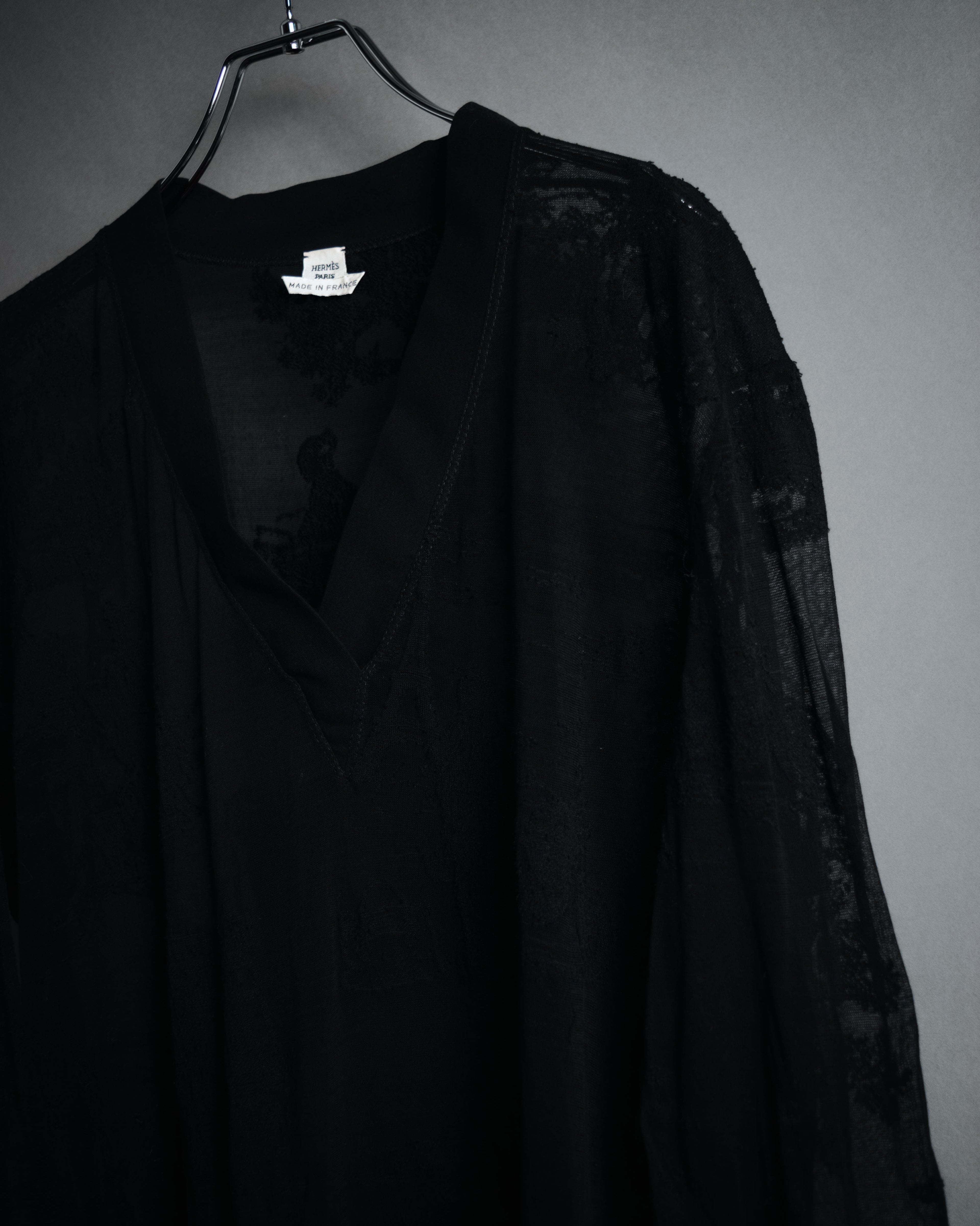 –SPECIAL– "HERMES" 00’s Sheer botanical lace cotton pullover