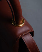 "Salvatore Ferragamo" Coin motif metal design leather hand bag