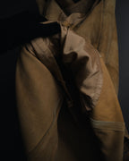 "CECCHI LINEA PELLE" 90’s Suede leather floral cutwork hem skirt