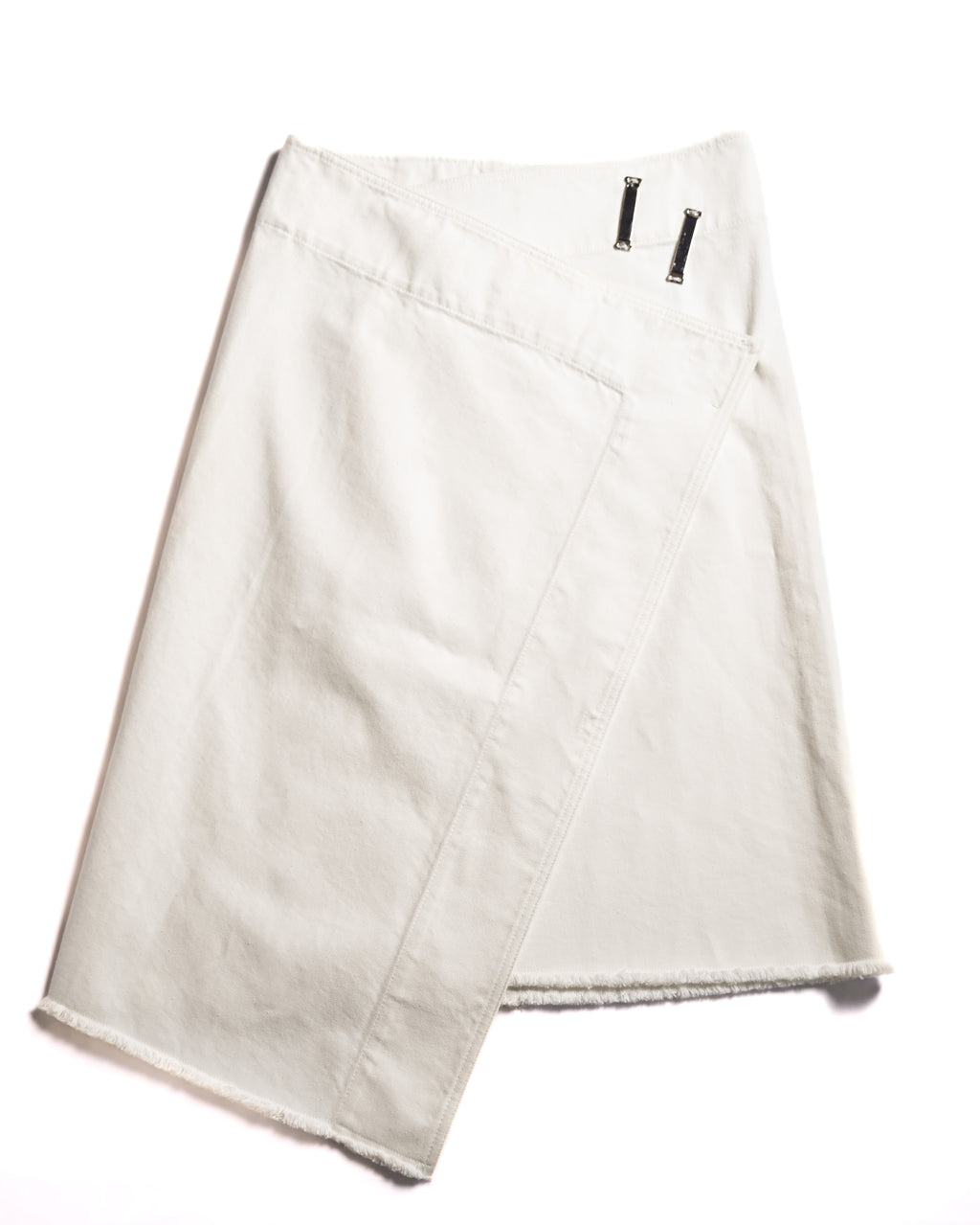 CÉLINE by Phoebe Philo/ Metal Hook Detail Denim Wrap Skirt White