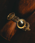 -SPECIAL- “LOEWE” 80’s-90’s Sculptural black anagram medallion chain bracelet