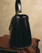 "LORENZO de MEDICI" 80's-00's Structured leather top handle handbag