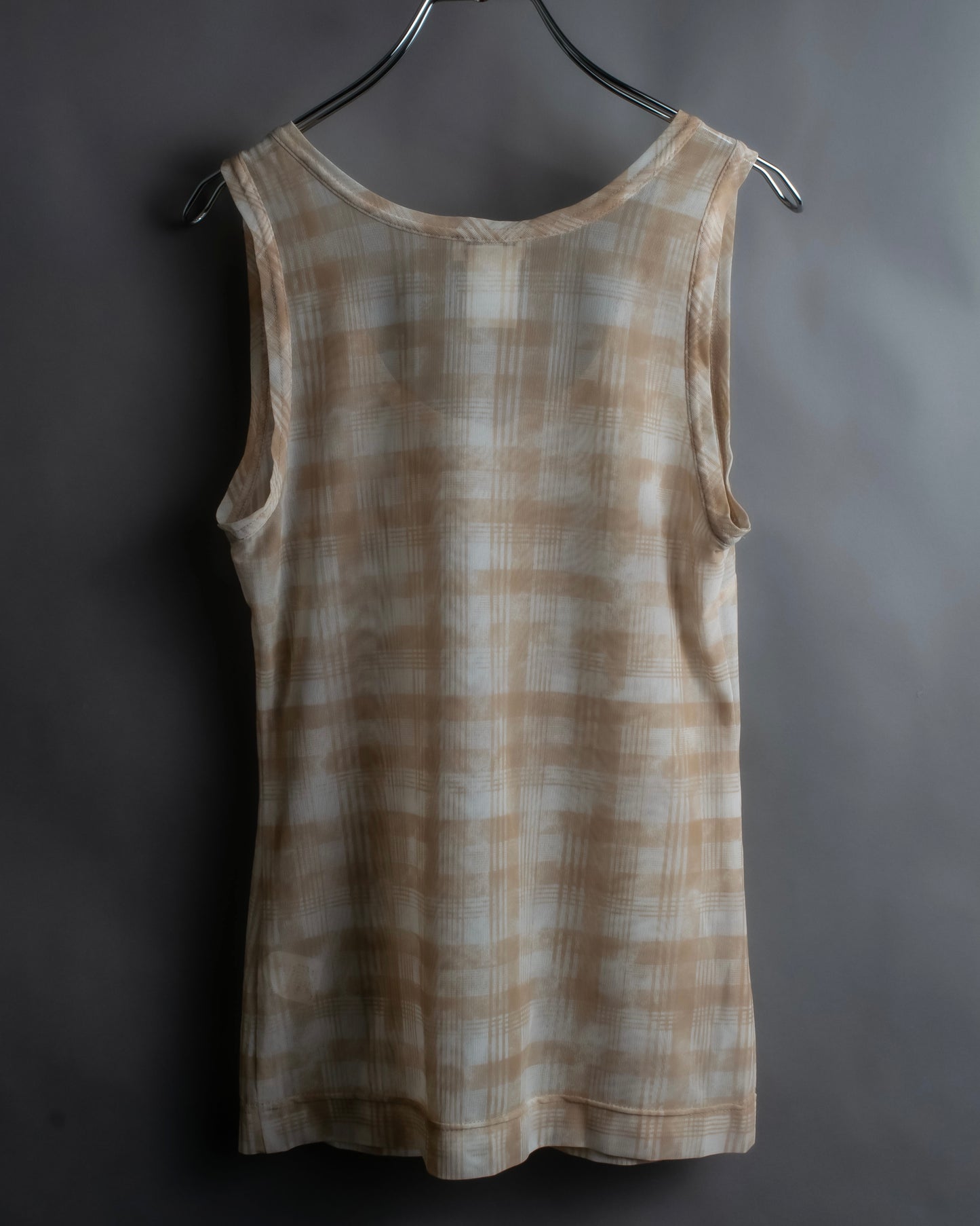 "DRIES VAN NOTTEN" Check pattern sheer shirt &amp; sleeveless tops