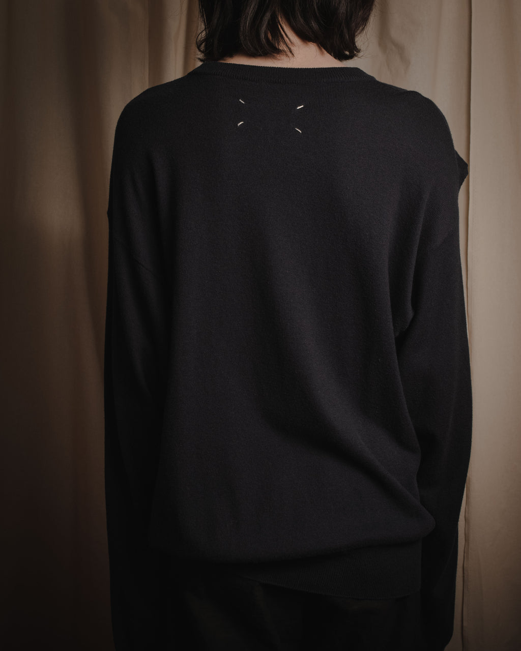 "Maison Margiela" Deconstructed arm-slit crewneck knit pullover