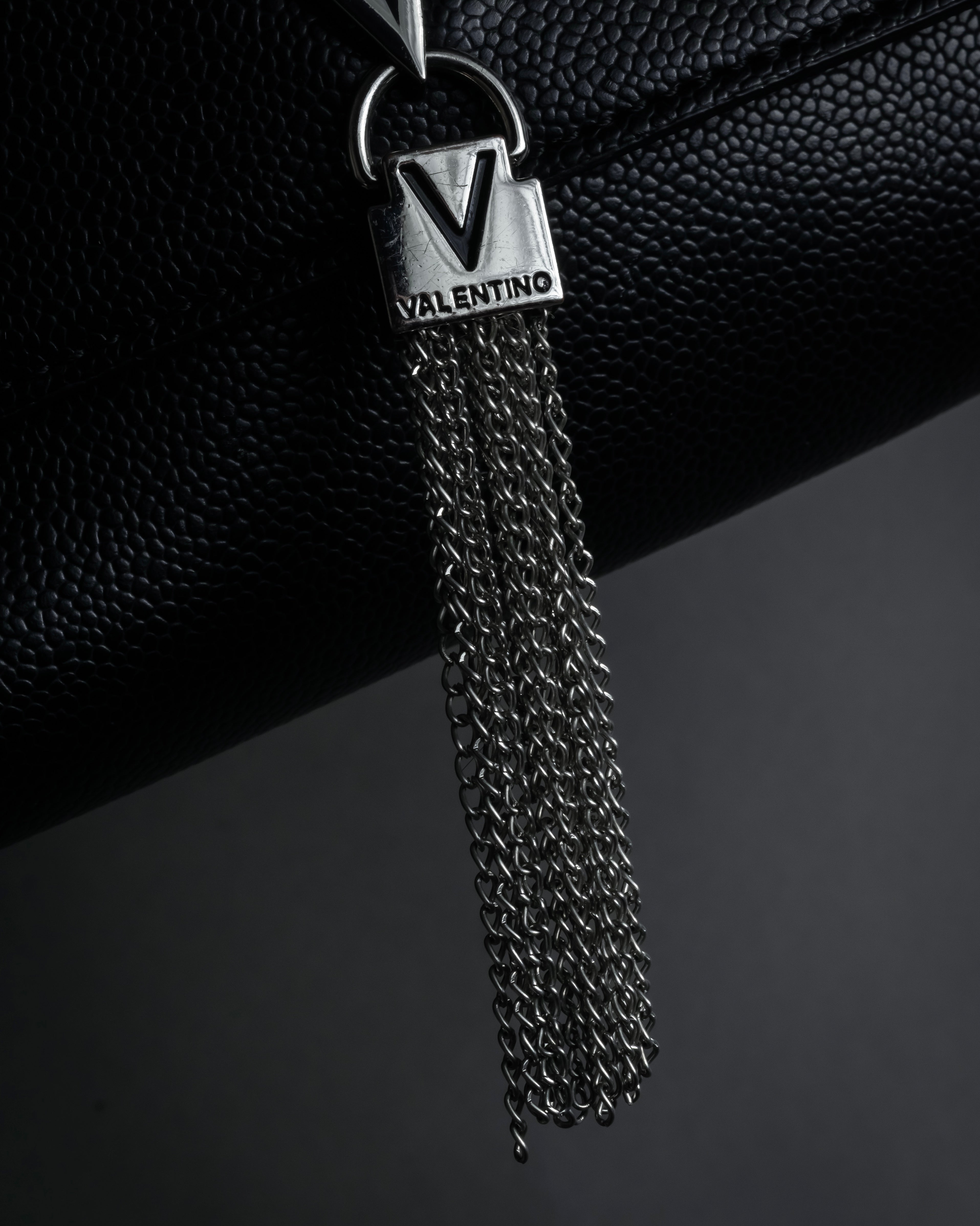 "VALENTINO" Textured leather V tassel chain shoulder bag