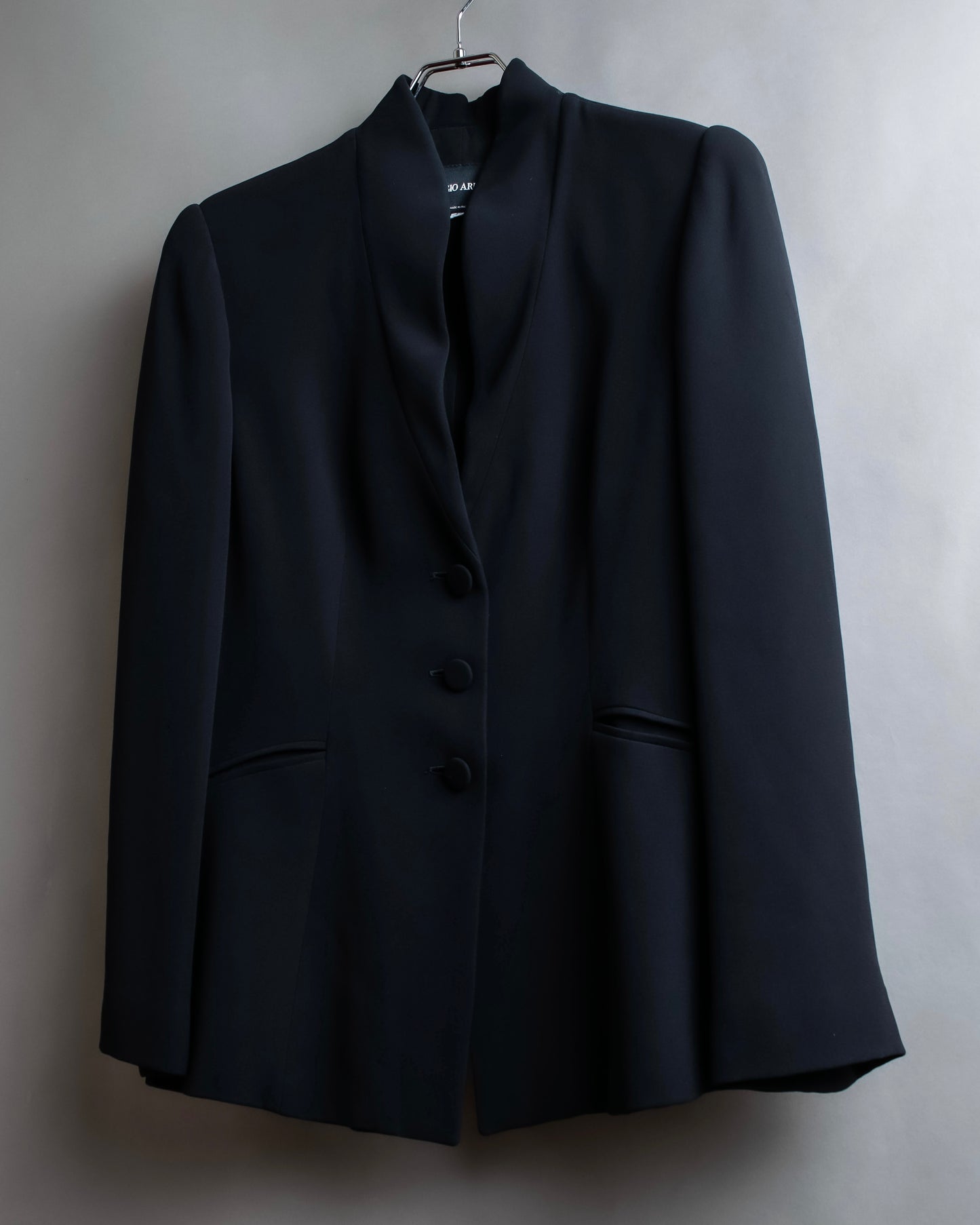 "GIORGIO ARMANI" 100% silk shawl collar shaped tailored jacket