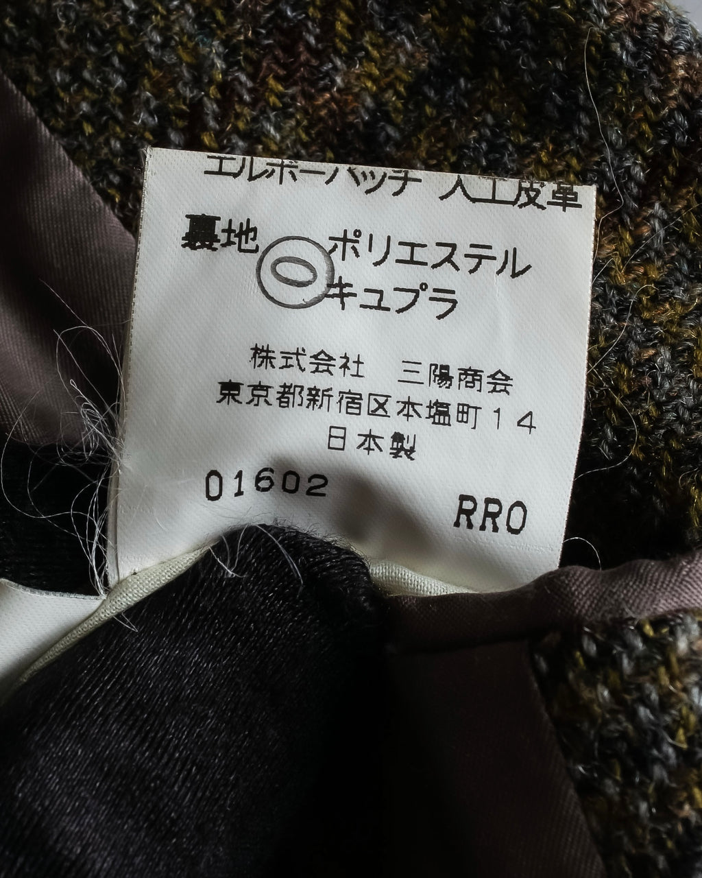 "BURBERRYS" Elbow patch design gun club check tweed jacket